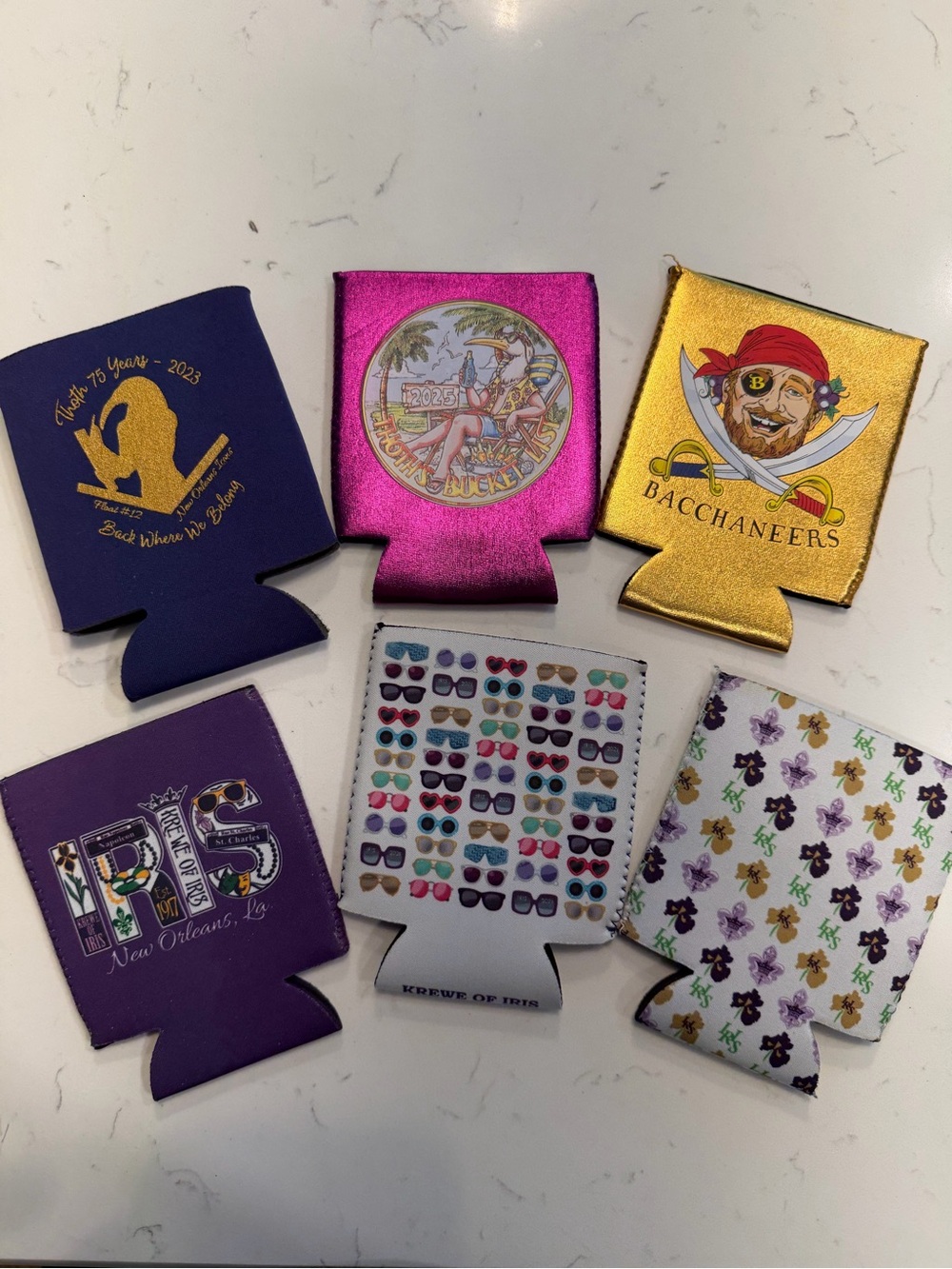 Mardi Gras Can Cooler Koozies